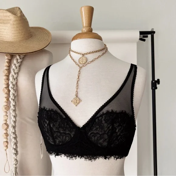 BLACK LUXE DAINTY BRA - Picture 3 of 3